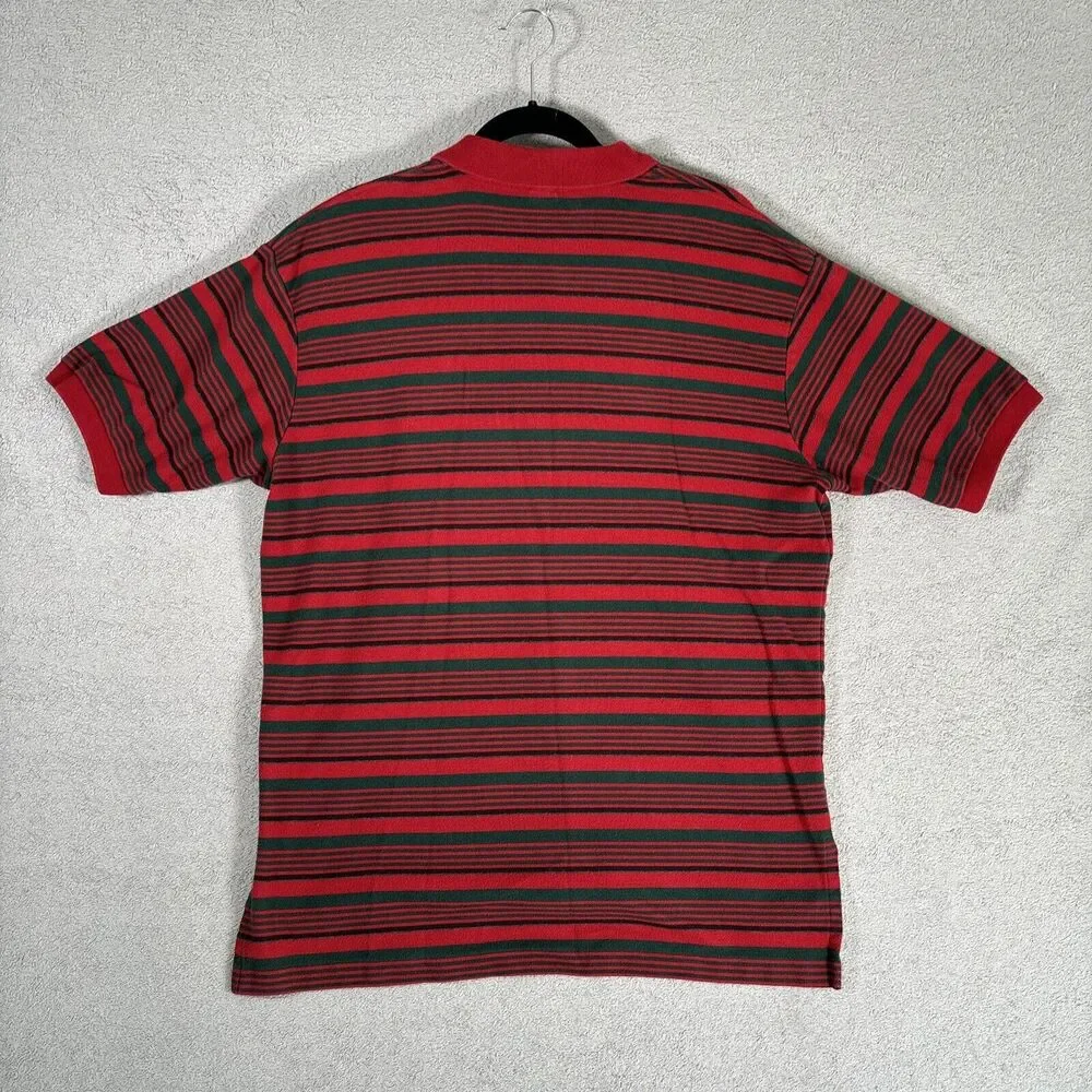 Vintage Polo By Ralph Lauren Size L Polo Red‎ Striped Short Sleeve Christmas